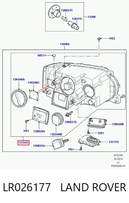 Левая фара LR026177 Land Rover