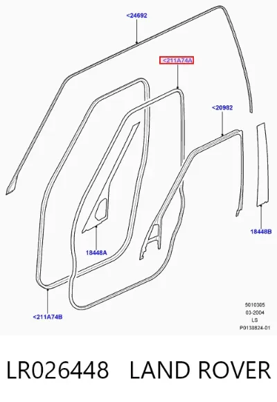 Уплотнитель двери передней (на двери) LAND ROVER LR026448