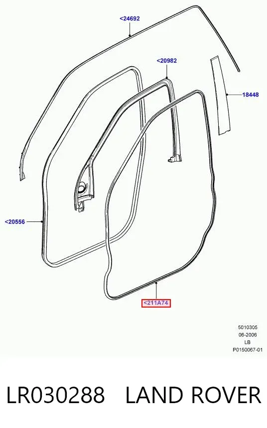 Прокладка двери передней LR030288 Land Rover