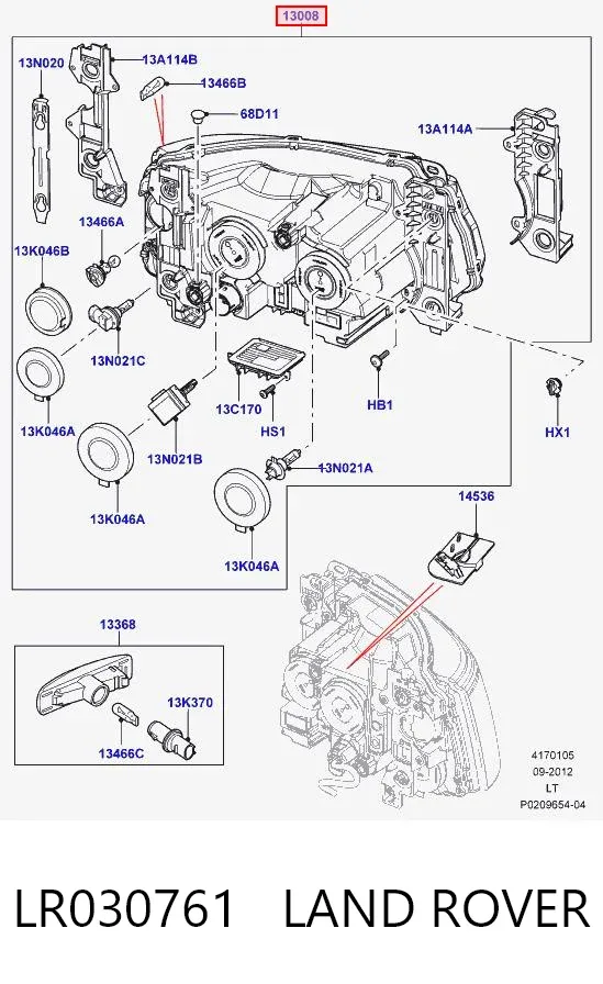 Левая фара LR030761 Land Rover