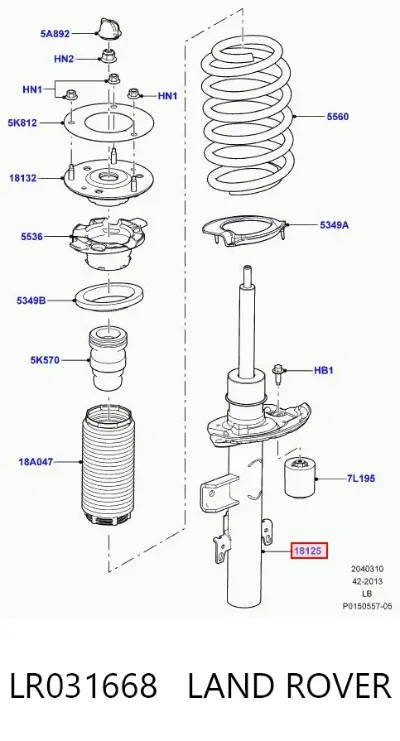 Амортизатор задний правый LAND ROVER LR031668
