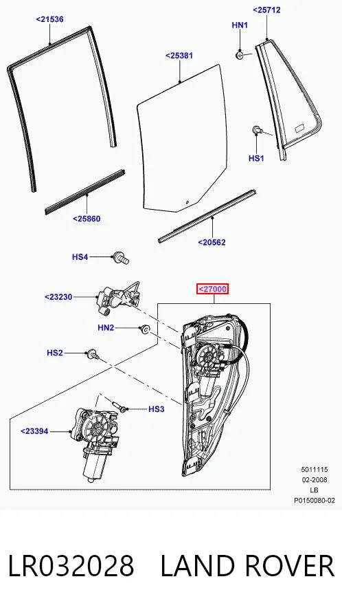 Механизм стеклоподъемника двери задней правой LR032028 Land Rover