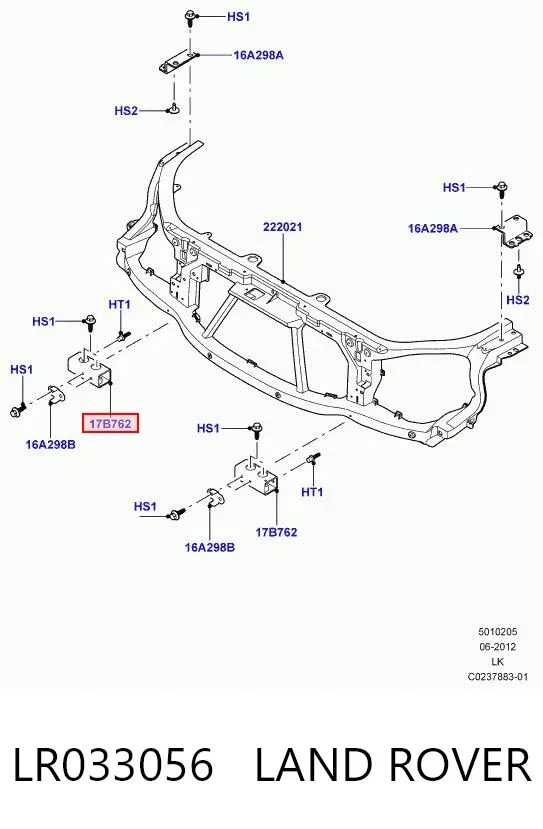 Кронштейн передней панели правый LR033056 Land Rover