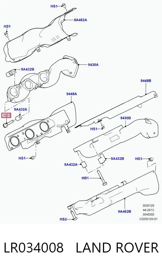 Болт выпускного коллектора LR034008 Land Rover