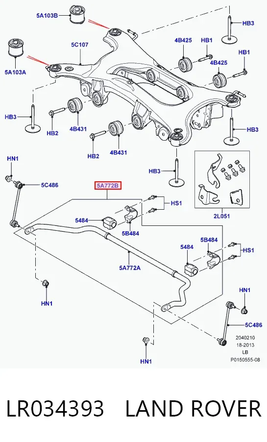Стабилизатор задний LR034393 Land Rover