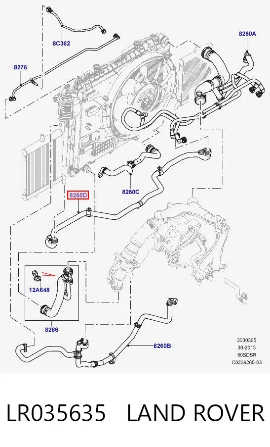 Патрубок системы охлаждения LR035635 Land Rover