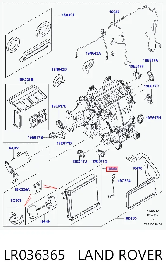 Испаритель кондиционера Land Rover Range Rover IV