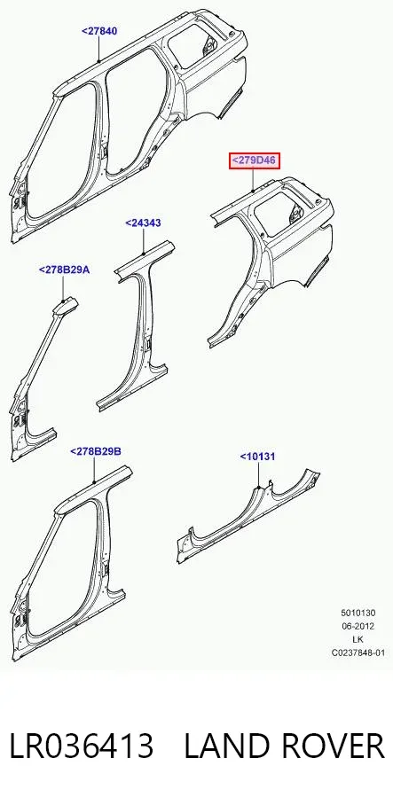 Крыло заднее левое LR036413 Land Rover