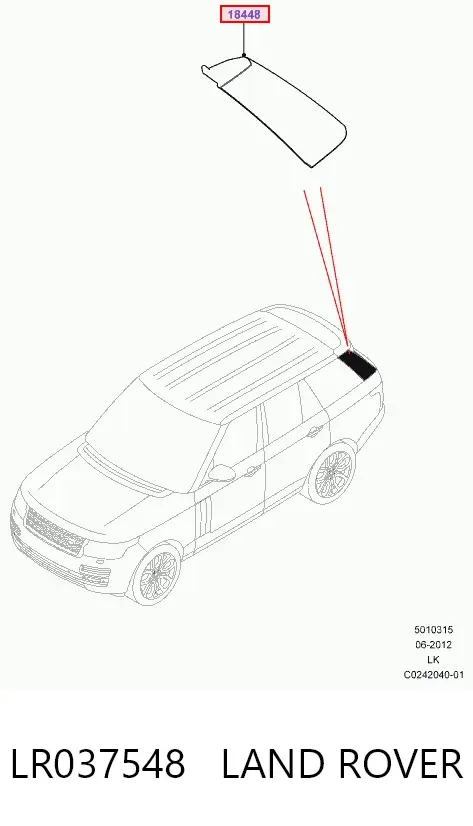 Накладка стойки кузова внешняя задняя левая LR037548 Land Rover