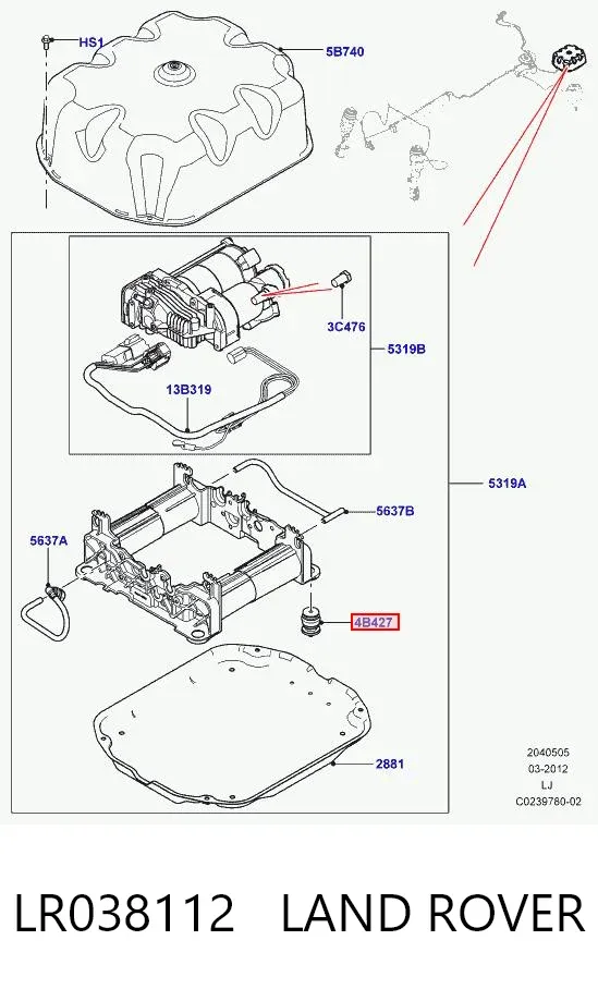 Компрессор пневмоподкачки (амортизаторов) LR038112 Land Rover