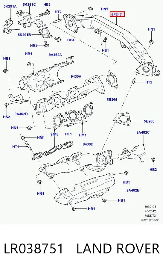 Выпускной коллектор LR038751 Land Rover