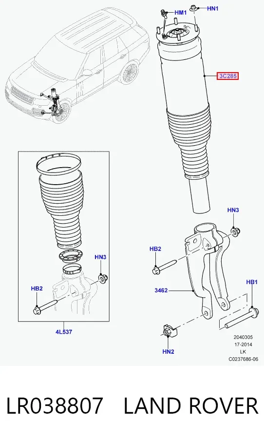 Амортизатор передний левый LR087092 Hotbray