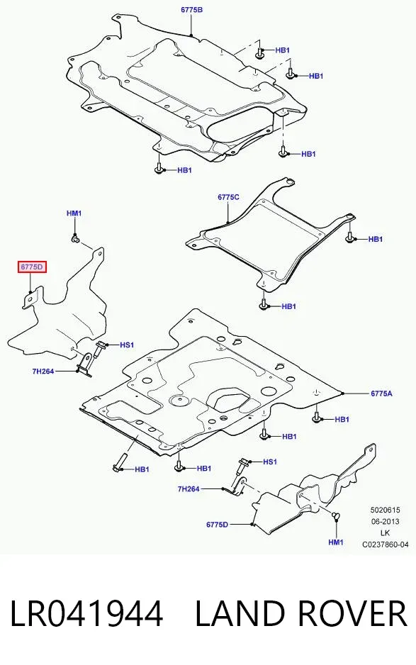 Защита двигателя правая LR041944 Land Rover