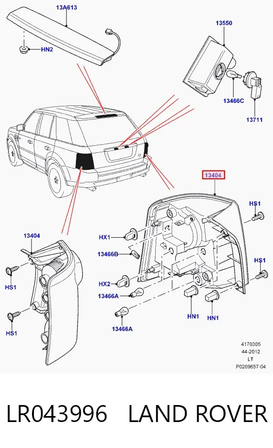Фонарь задний левый LR043996 Land Rover
