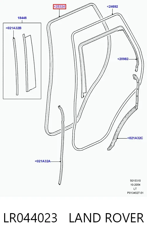 Уплотнитель двери задней (на кузове) LR044023 Land Rover