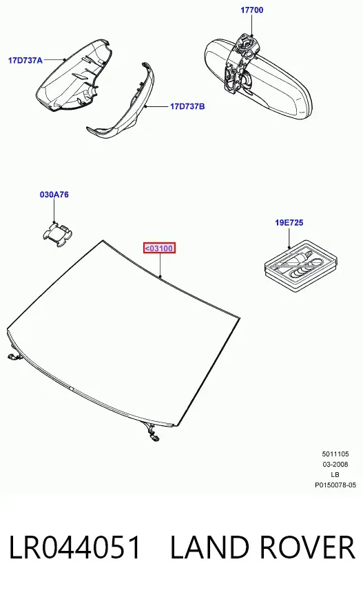 Лобовое стекло LR044051 Land Rover