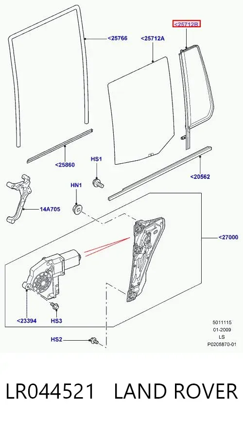Стекло-форточка двери задней левой LR044521 Land Rover