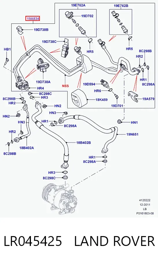 Шланг кондиционера, от испарителя к компрессору LR045425 Land Rover