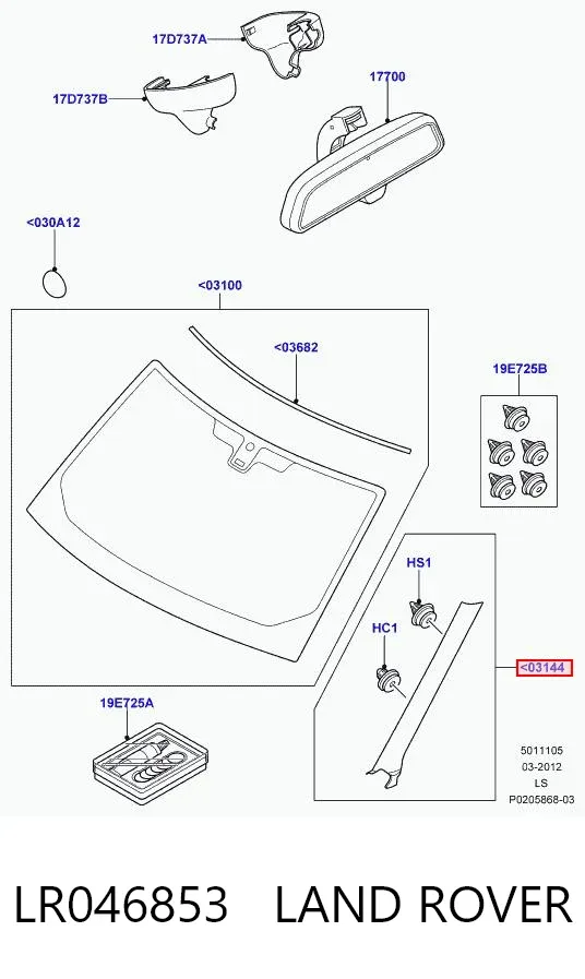 Молдинг лобового стекла левый LR046853 Land Rover