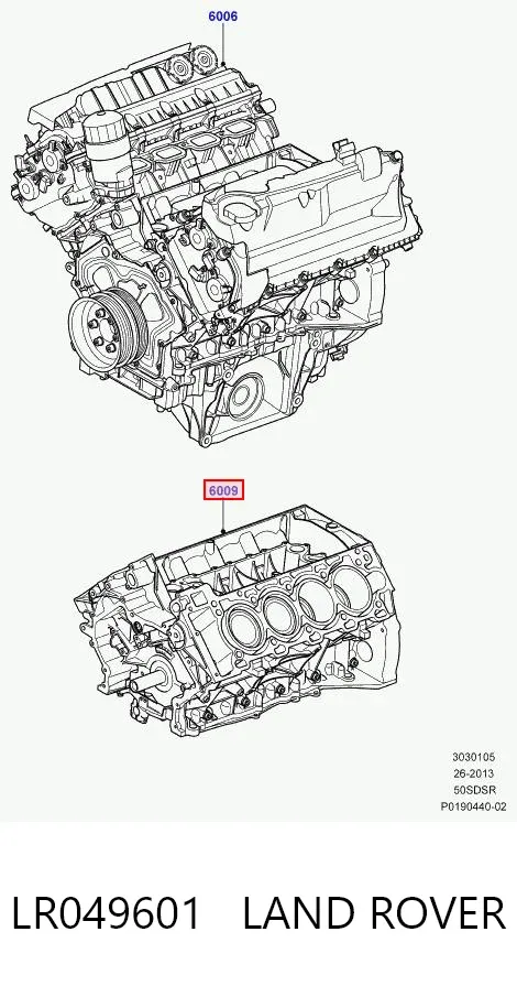 Блок цилиндров двигателя LR049601 Land Rover