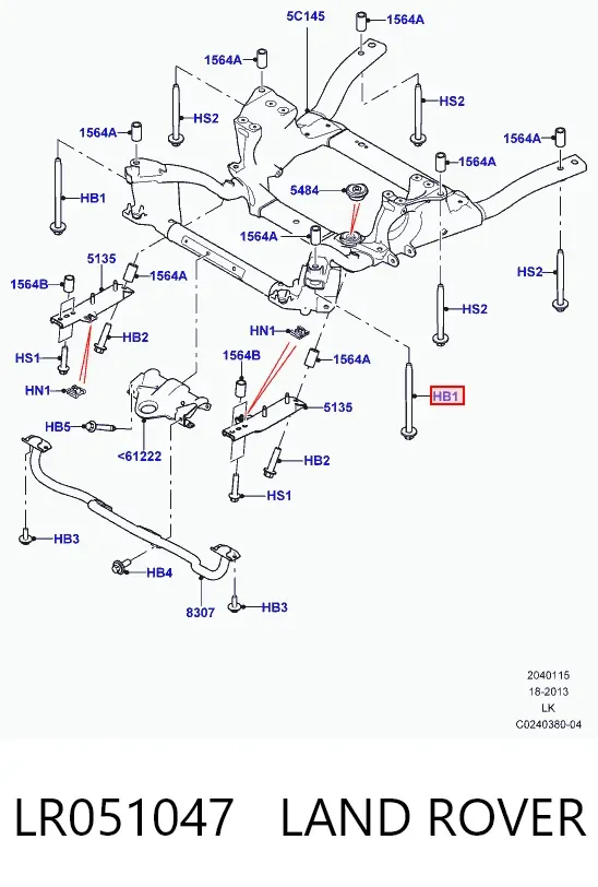 Болт подушки рамы кузова LR051047 Land Rover
