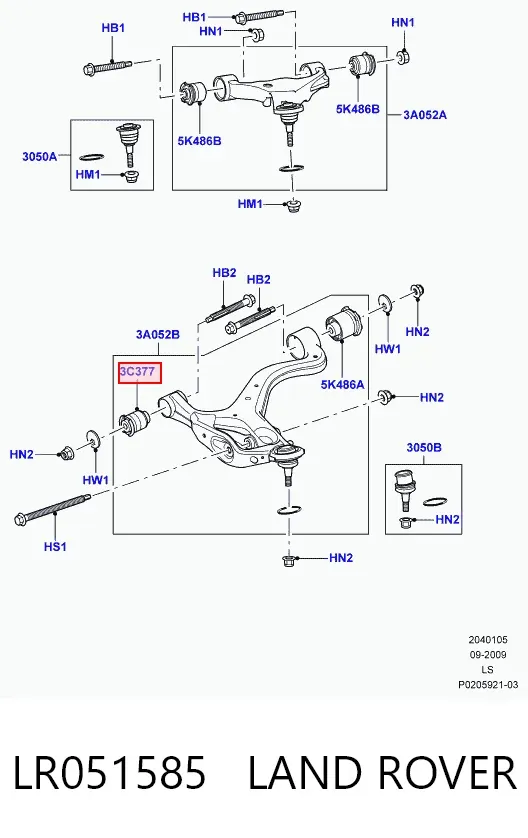 Сайлентблок переднего рычага LR051585 Land Rover