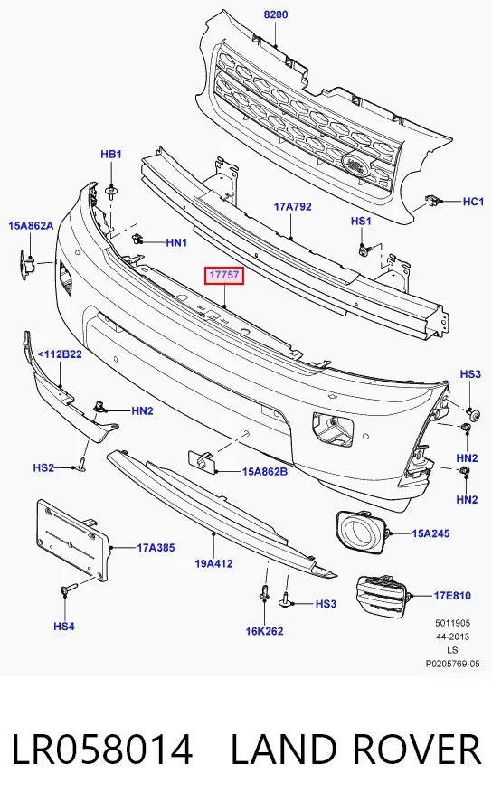 Передний бампер LR058014 Land Rover