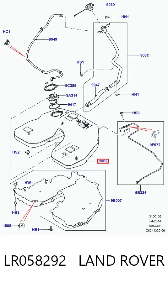 Бензобак LR058292 Land Rover