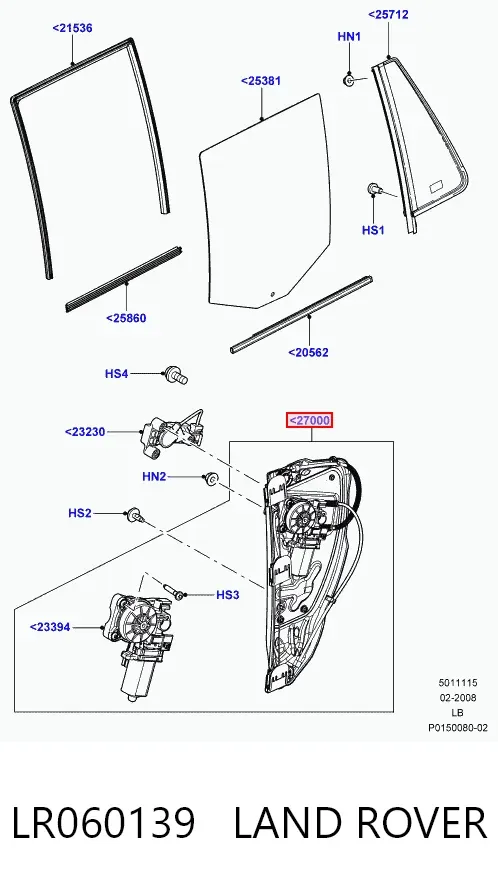 Механизм стеклоподъемника двери задней левой LR060139 Land Rover