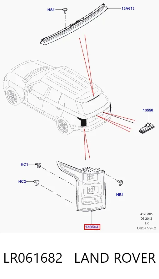 Фонарь задний левый LR061682 Land Rover