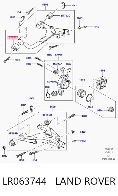 Сайлентблок заднего верхнего рычага LAND ROVER LR063744