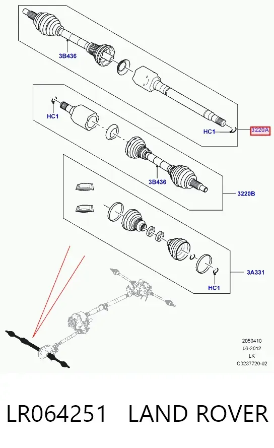 Правая полуось LR064251 Land Rover