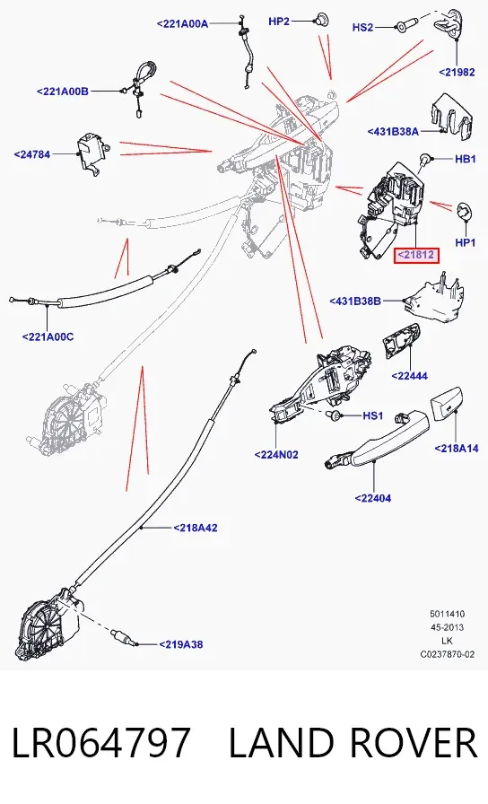 Замок водительской двери LR064797 Land Rover