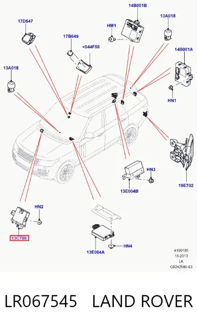 Модуль управления (ЭБУ) светом фар LAND ROVER LR067545