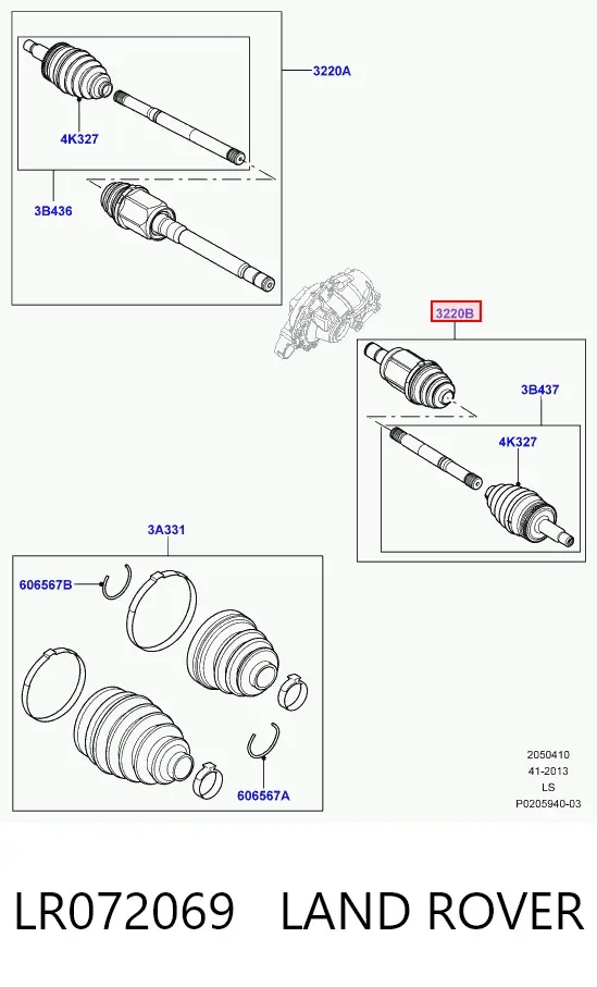 Левая полуось LR072069 Land Rover
