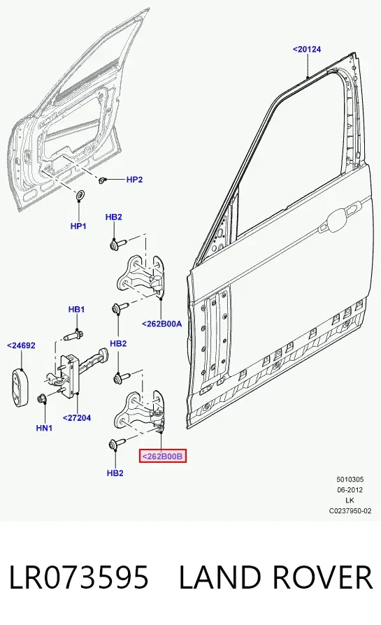 Петля двери передней правой LR073595 Land Rover