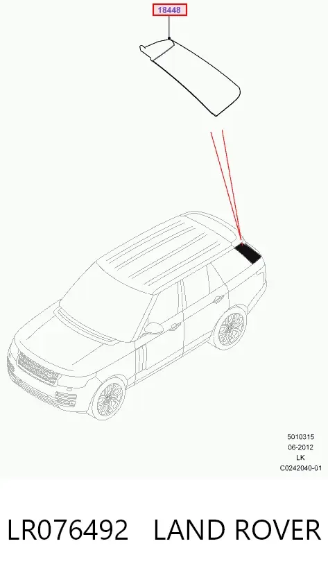 Накладка стойки кузова внешняя задняя правая LR076492 Land Rover