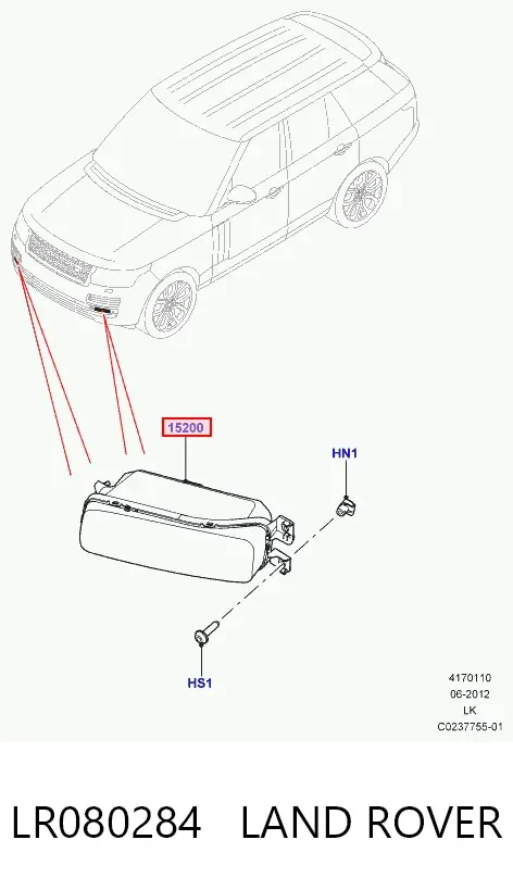 Фара противотуманная левая LR080284 Land Rover