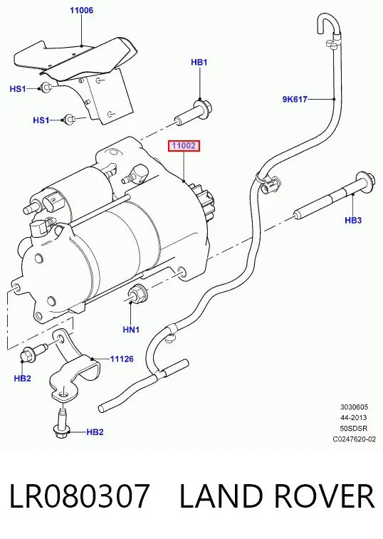 Стартер LR080307 Land Rover