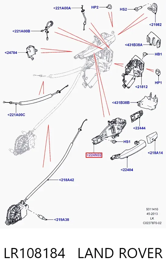 Держатель наружной ручки двери передней правой LR108184 Land Rover