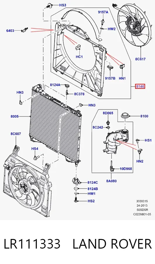 Диффузор радиатора LR111333 Land Rover