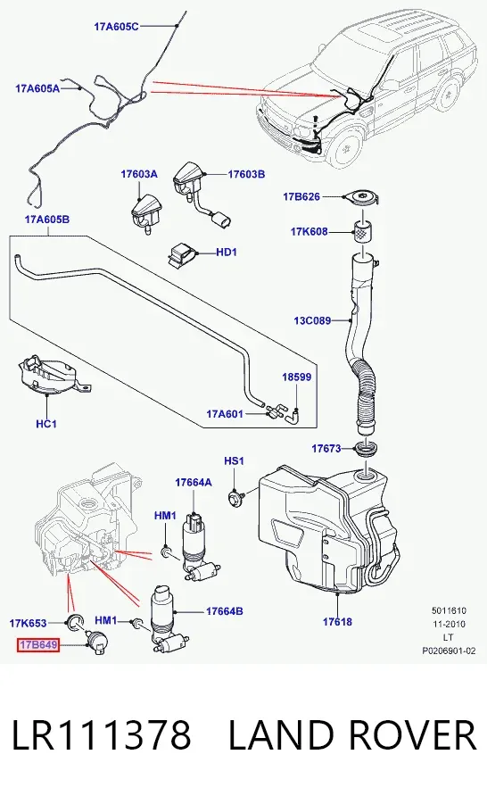 Датчик уровня омывающей жидкости LR111378 Land Rover