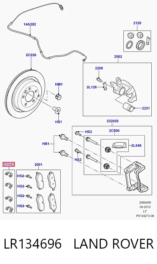 Задние тормозные колодки LR134696 Land Rover
