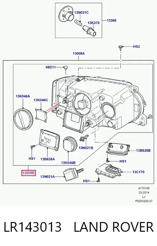 Левая фара LR143013 Land Rover