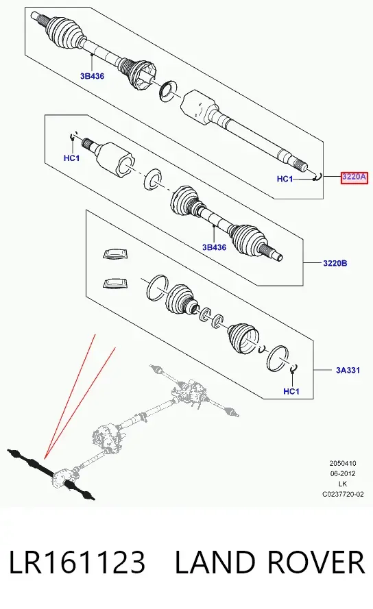 Правая полуось LR161123 Land Rover