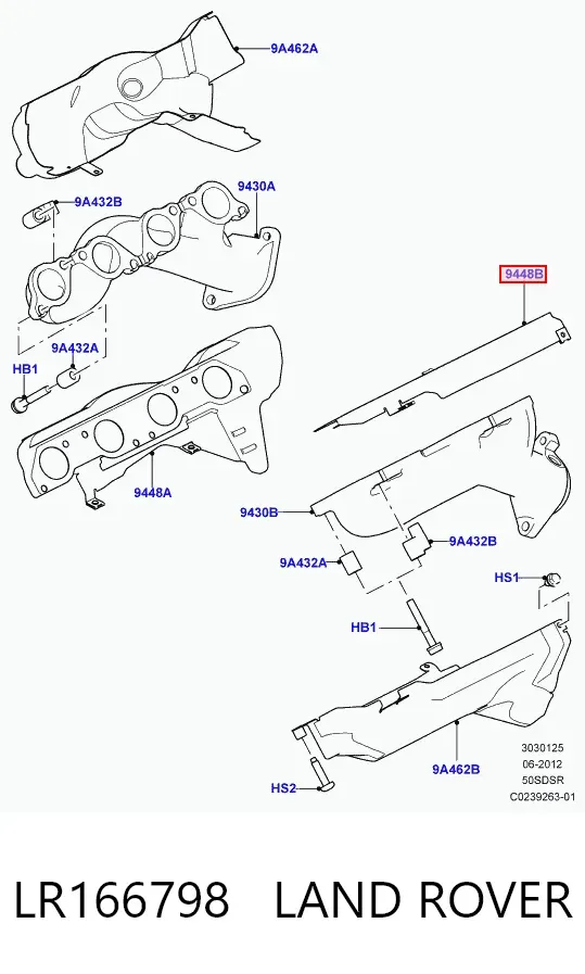 Прокладка выпускного коллектора левая LR166798 Land Rover
