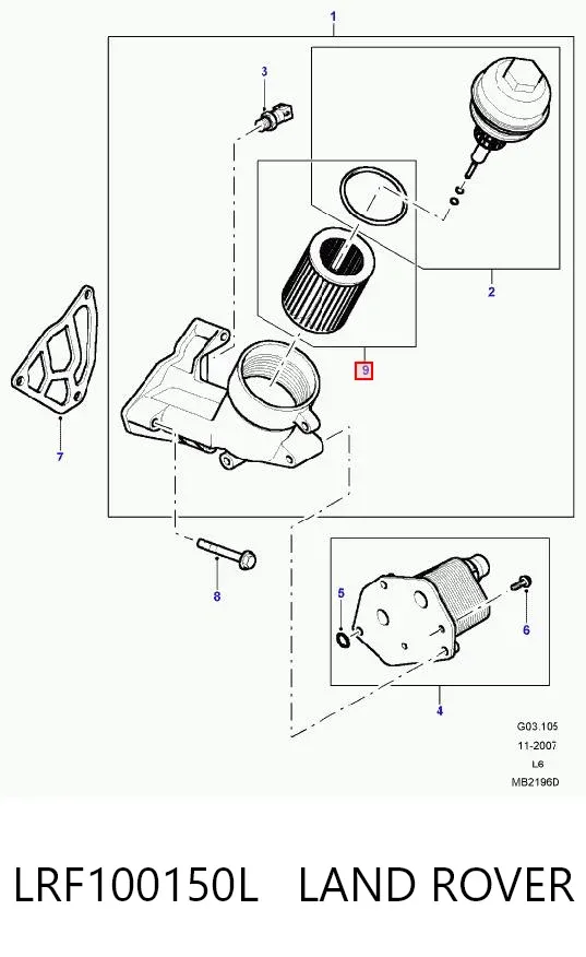 Масляный фильтр LRF100150L Land Rover