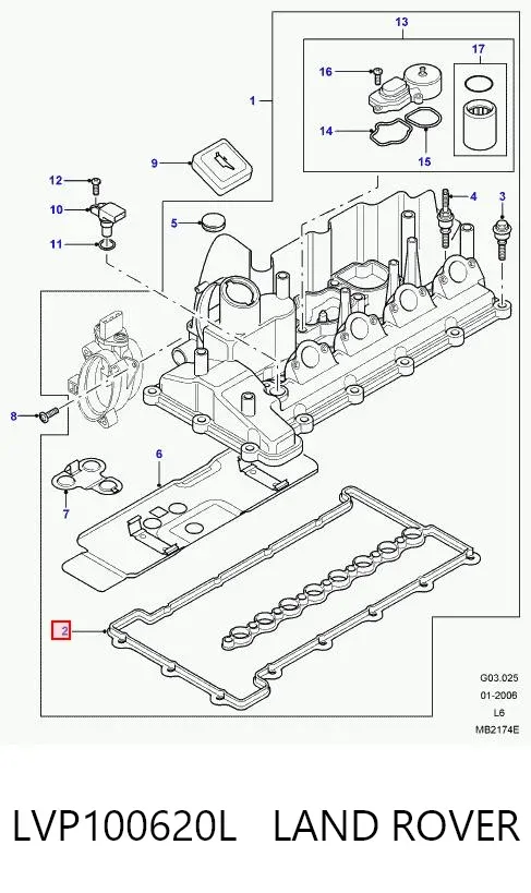 Прокладка клапанной крышки LVP100620L Land Rover