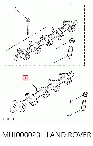 Ось коромысла рокеров MUI000020 Land Rover