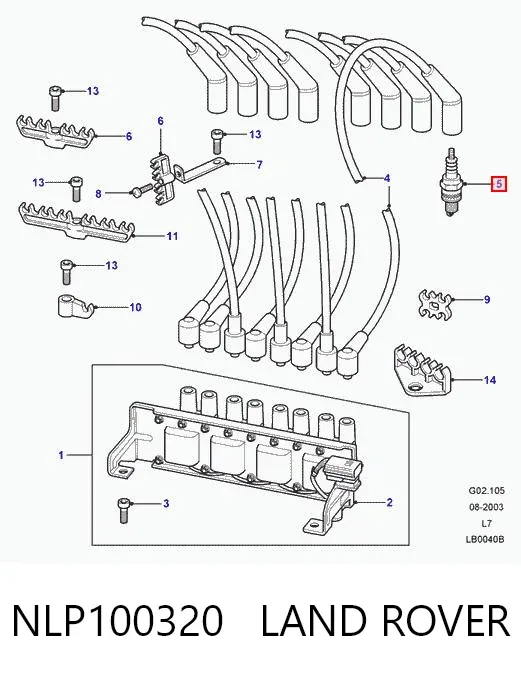 Свечи зажигания NLP100320 Land Rover